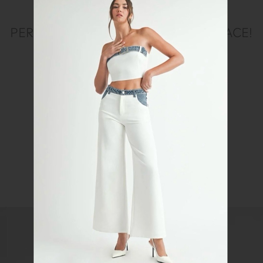 White Denim Contrast
Tube Top and Jeans SET (SZ L) - Picture 7 of 17